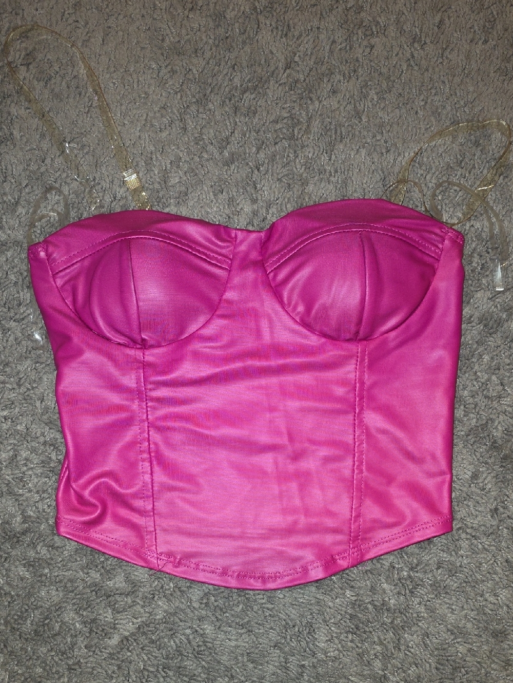 Chocolate Fuchsia Satin Bustier Top